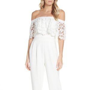 Eliza J White Lace Jumpsuit